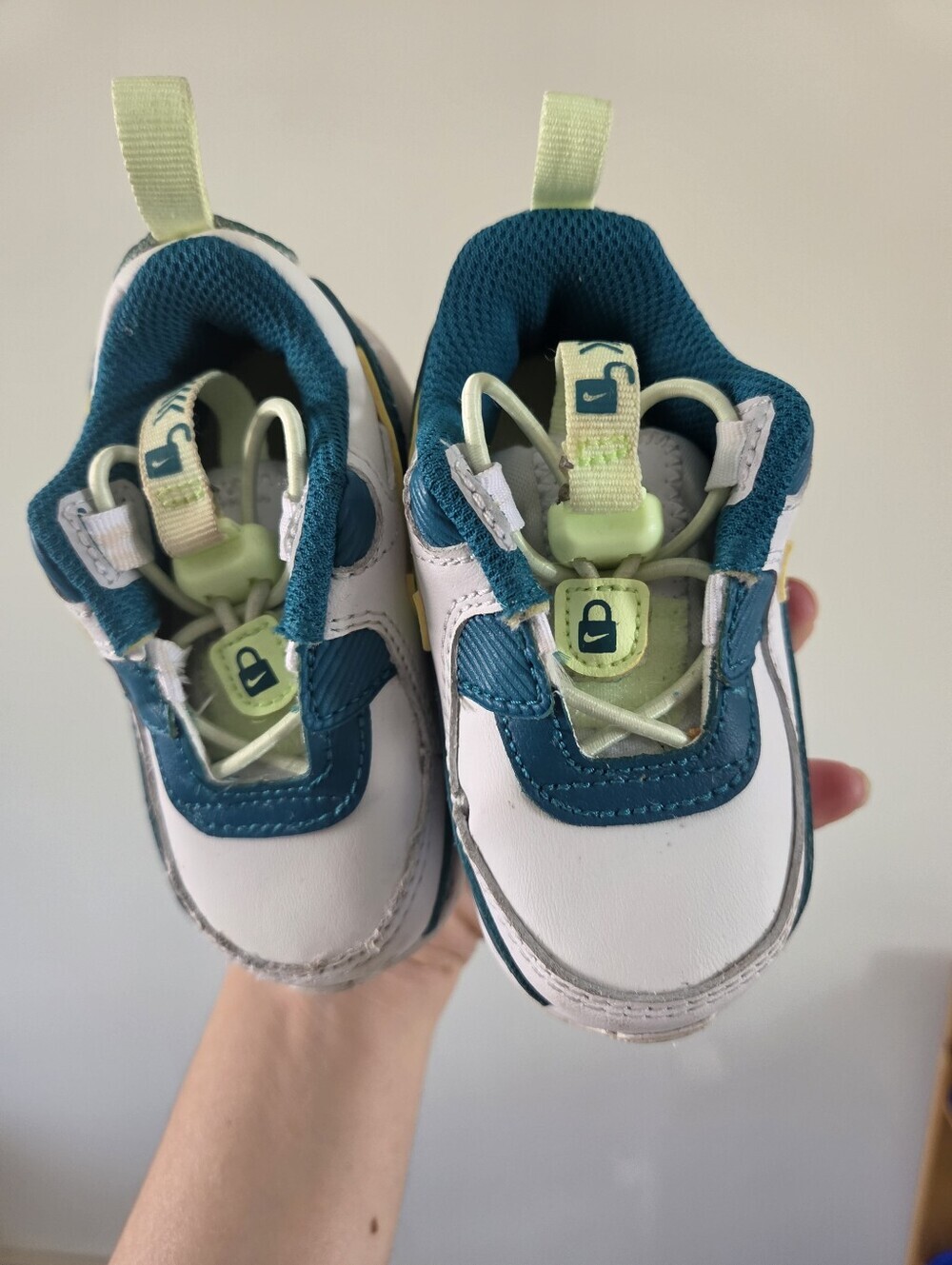 Infants Nike Air Max 90 Toggle (TD) Size 3.5 C Teal Neon Green White Baby - Picture 4 of 7
